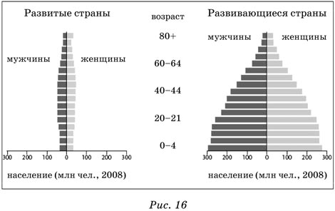 Предположи в какой стране возрастная структура очень схожа с той что представлена на рисунке